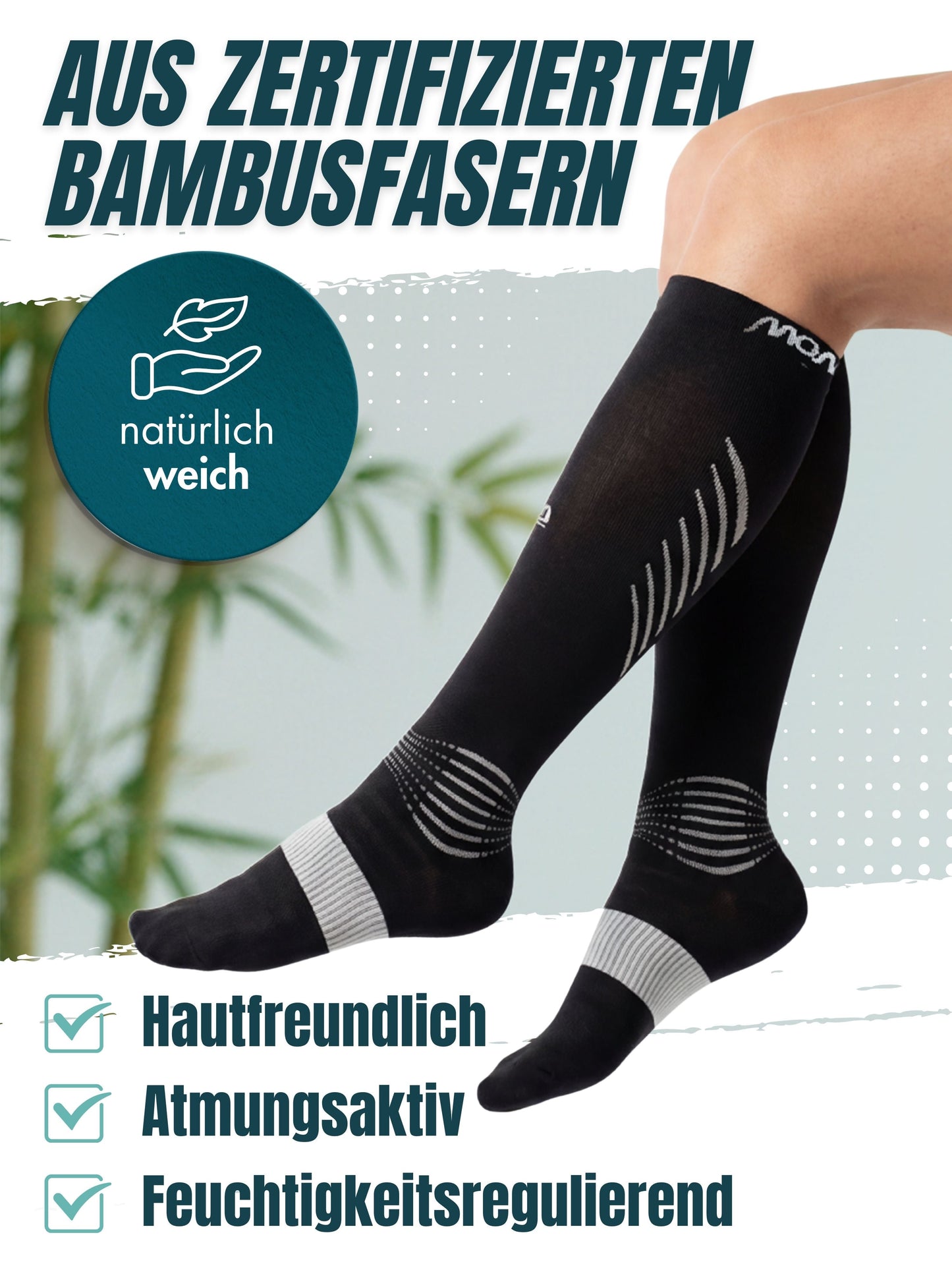 BambooSox – Sport Kompressionsstrümpfe aus zertifiziertem Bambus | 2 Paar