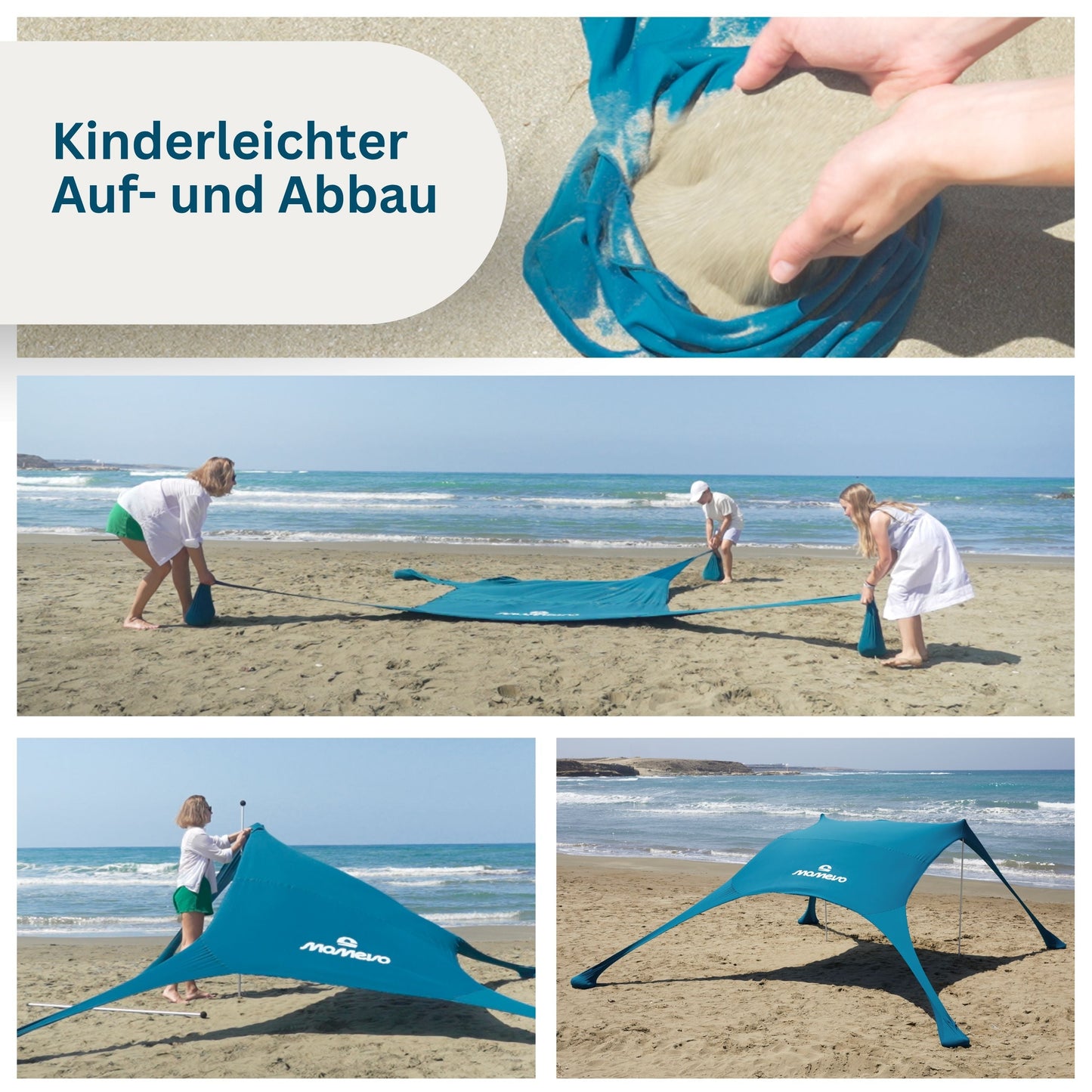 Momevo Sunsail Strandzelt Sonnensegel mit UPF50+