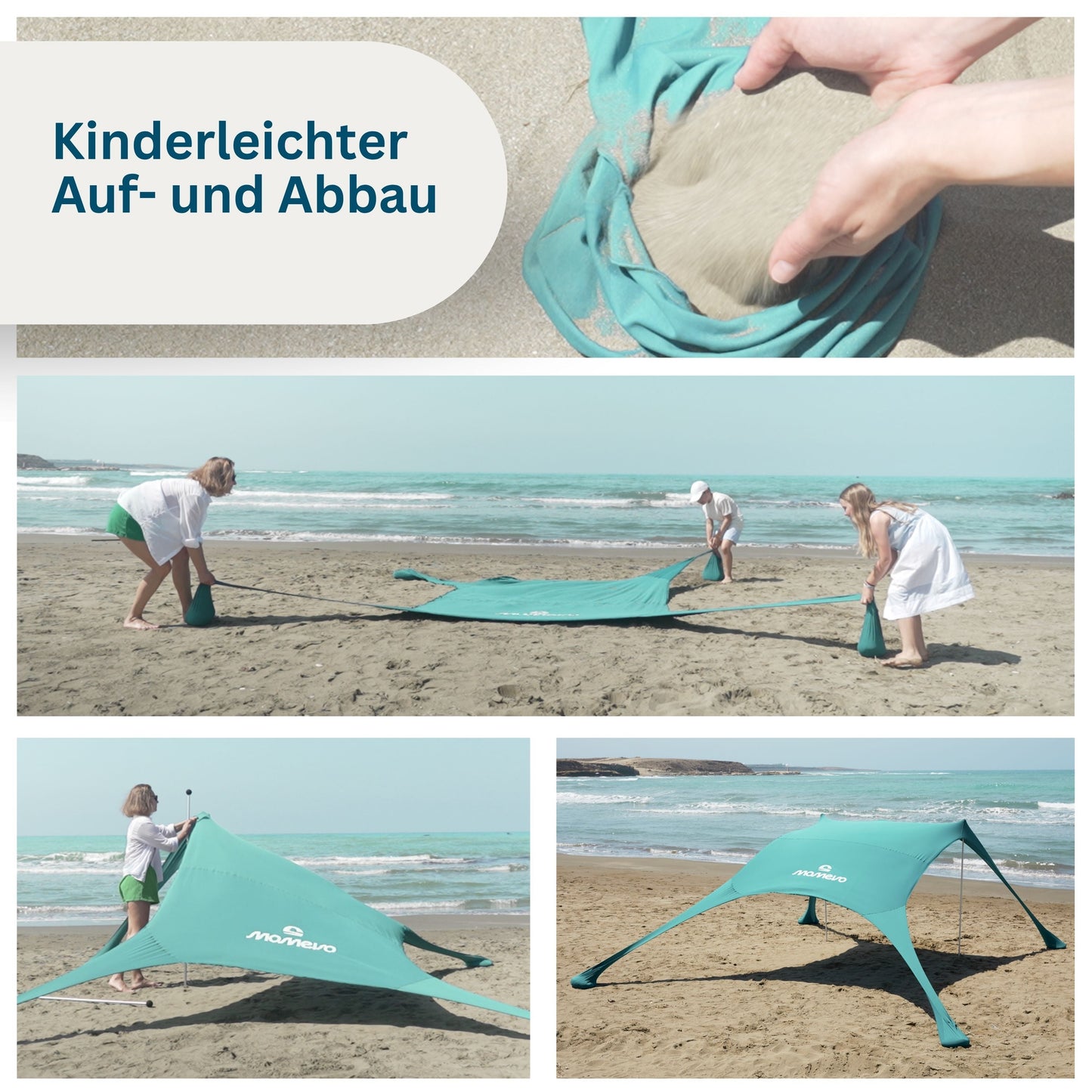 Momevo Sunsail Strandzelt Sonnensegel mit UPF50+