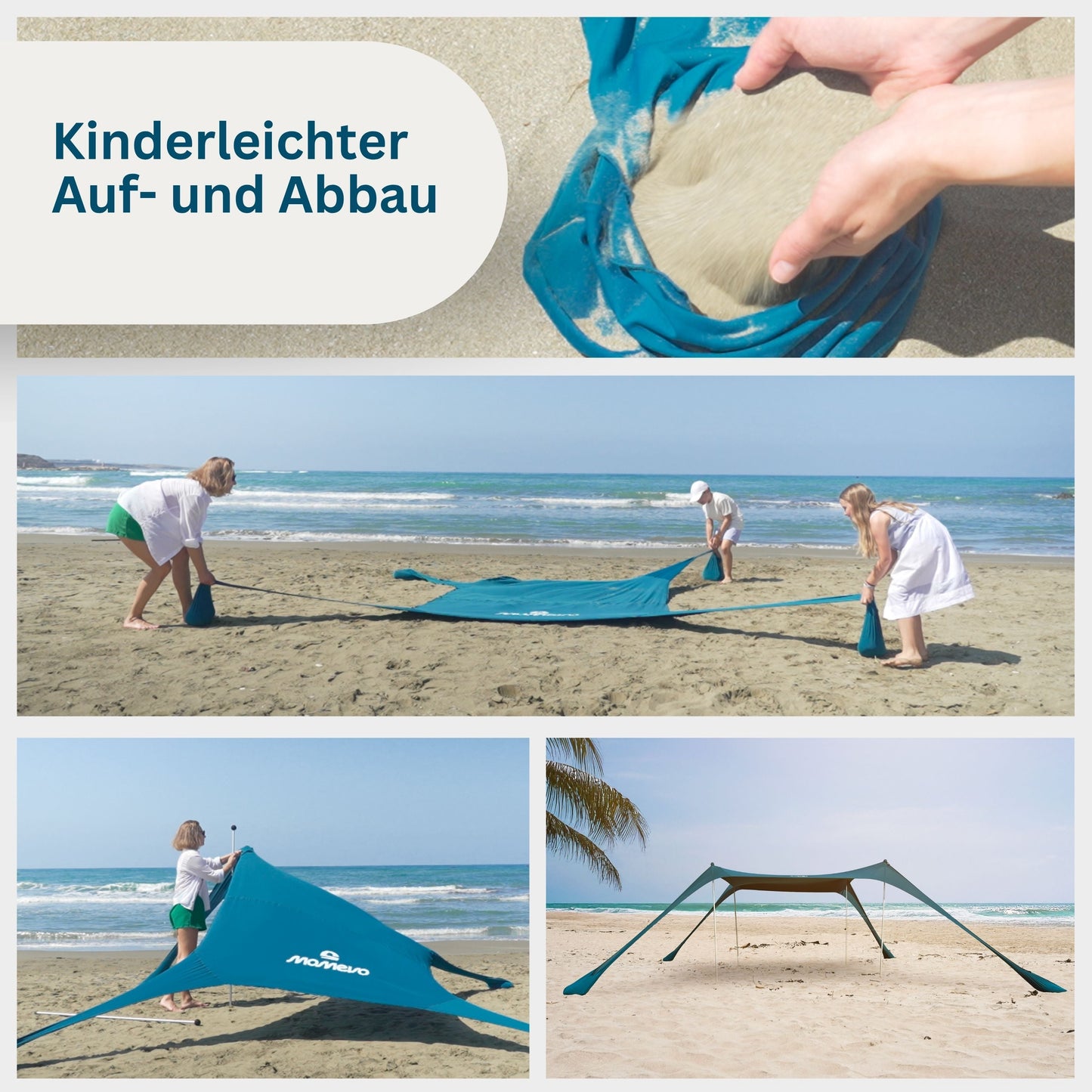 Momevo Sunsail Strandzelt Sonnensegel mit UPF50+
