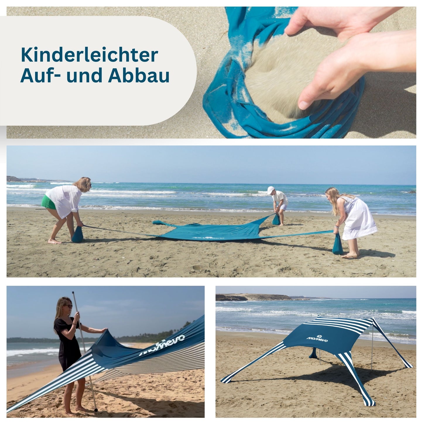 Momevo Sunsail Strandzelt Sonnensegel mit UPF50+